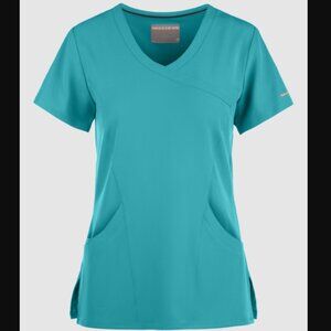 Skechers Teal Reliance 3-Pocket Crossover V-Neck Scrub Top (M)
